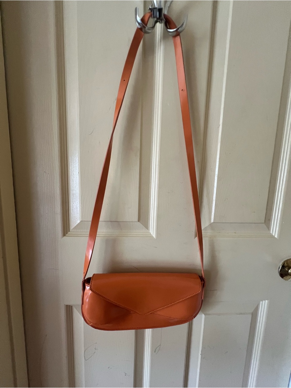 Zara Burnt Orange Leather Crossbody Clutch